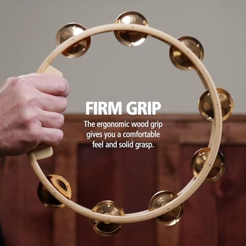 Meinl Percussion Artisan Wood Tambourine - 1-Row Tambourine - 10-inch Diameter - Maple / Bronze, Natural (AE-MTA1BO) - Image 4