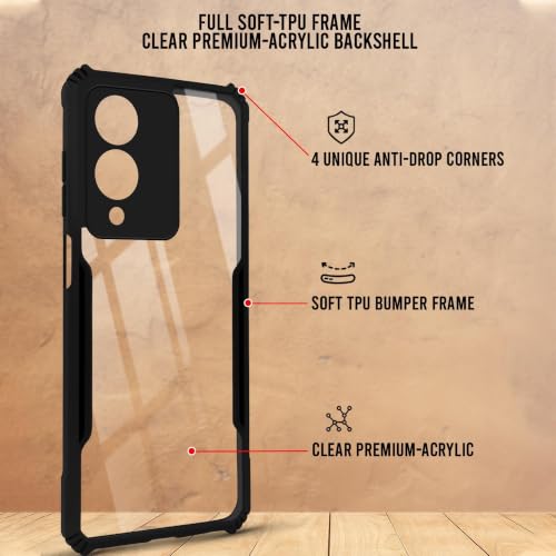 Image of Jkobi Hybrid Back Cover Case for VIVO Y28 5G (Shockproof with Polycarbonate Clear Panel | Professional Black)
