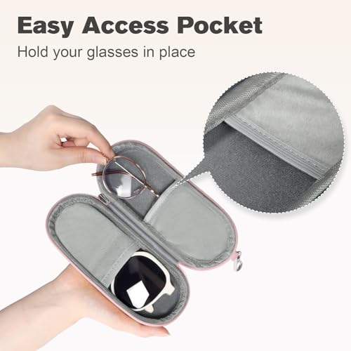 Image of Double Eyeglasses Case, Dual Glasses Sunglasses Organizer with Zipper Closure, Eyewear Storage Box for Men Women Travel