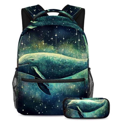 Sac à dos paillettes galaxie bleue baleine pour la rentrée scolaire des filles et garçons