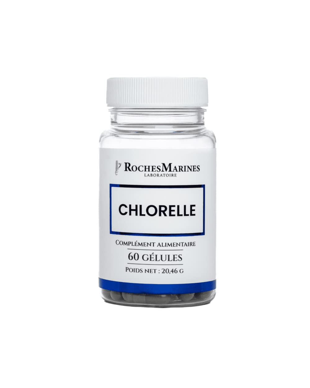 Roches Marines - Complément alimentaire Chlorelle BIO - Vitalité - Détoxification de l'organisme - Apport en vitamines, minéraux et chlorophylle - 60 gélules - Développé en France