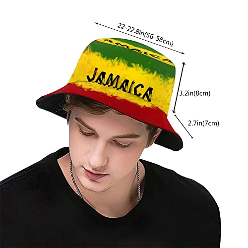 Image of Retro Jamaica Bucket Hat for Adult Fashion Doughnut Print Hat Travel Packable Sun Cap Outdoor Hat for Women and Men