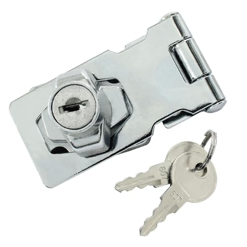 Image of Bivethoi 2Pcs Keyed Hasp Locks 2.5 Inch Twist Knob Keyed Locking Hasp, Stainless Steel Hasp Latches Keyed Different for Small Doors, Cabinets (Sliver)