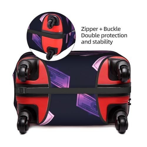 Purple Dollar Flying In The Air Travel Luggage Cover Elastic Suitcase Protector Washable Baggage Covers For Trunk Case Fits 22-24 Inch Luggage3