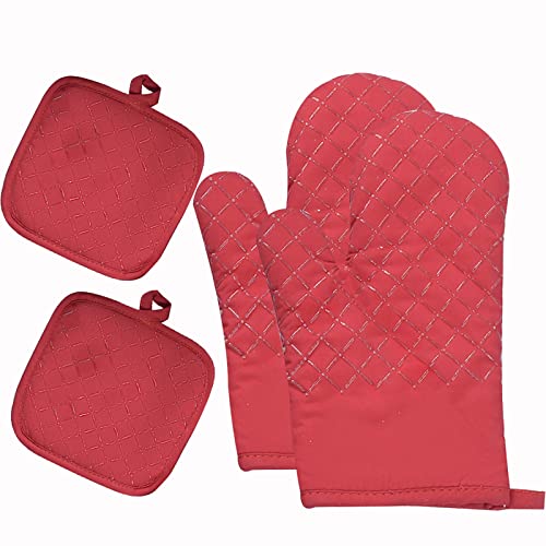 Gants de four et maniques en coton (lot de 4) résistants à la chaleur