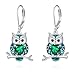 ONEFINITY Eule Ohrringe 925 Sterling Silber Eule baumeln Ohrringe Mai Geburtsstein Tiere Schmuck Geschenke f&uuml;r Damen