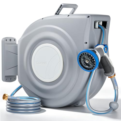 Retractable Garden Hose Reel, 1/2 in x 65 ft Wall Mounted Hose Reel - image 1
