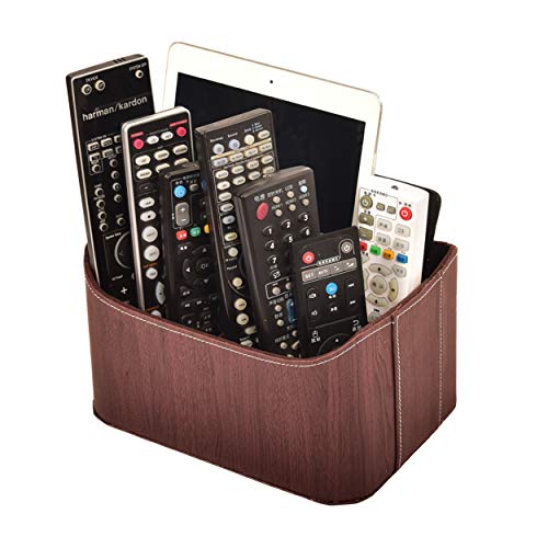 Remote Control Holder,Large Capacity Tv Remote Desktop Orgainizer,Remote Ipad Caddy Storage for Nightstand,Table,Living Room(9 x 6.6 x 5 inches) by LUXSUN