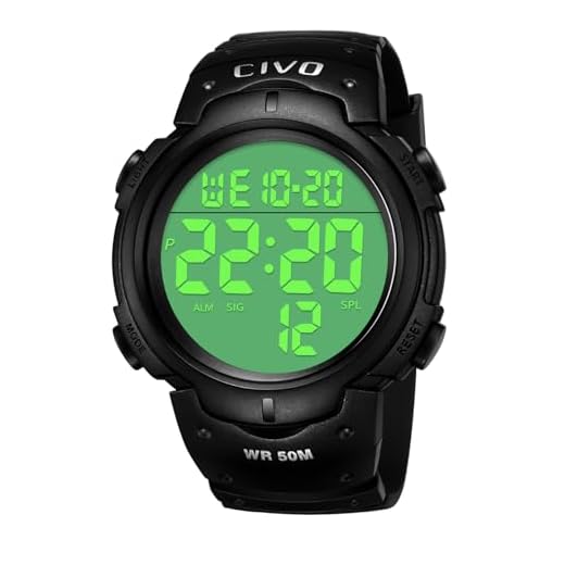 CIVO Montre Homme Digitale 50M Etanche Montre Militaire Outdoor Sport Multifonction Grand Cadran Montre Digitale Hommes avec LED Lumière Alarme Calendrier Chronomètre