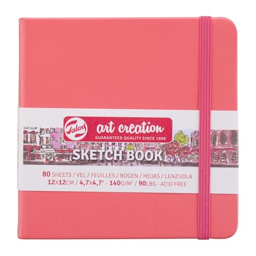 Talens Art Creation - Sketchbook Rosso Corallo 12 X 12 Cm - 140 G - 80 Fogli - Carta Da Disegno Senza Acidi