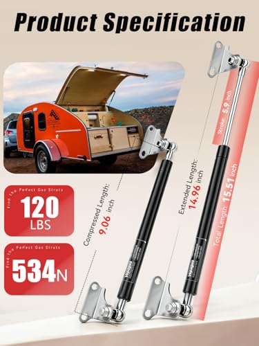 image for Vepagoo Gas Struts 15 Inch 120Lb/534N Shock with Brackets, RV Bed Stor