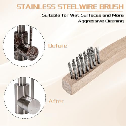 Image of Wood Handle Wire Scratch Brush Sets (18, 18Pack-7.8in Stainless Steel Small Wire Scratch Brushes with Beech Wood Handle)