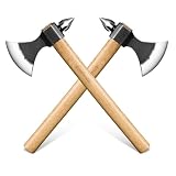 Freelander 2PCS Beil Axt Set, Handgeschmiedet Outdoor Survival Axt Holz Spalten Holzgriff, Spaltaxt für Holz Prof mit Hammer Survival Beil Outdoor Bushcraft Camping Beil Geschenk für Männer