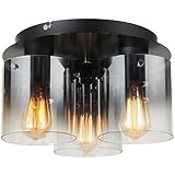 Artcraft AC11524SM Transitional Three Light Flush Mount from Henley Collection in Black Finish, 13.75 inches