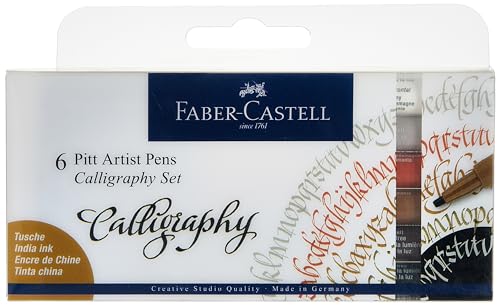 FABER-CASTELL 167506 Tuschestift Pitt Artist Pen Calligraphy Set, 2,5 mm, 6er Etui, Mehrfarbig