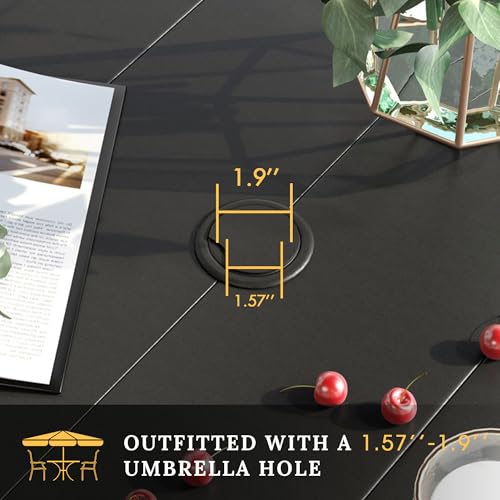Image of VICLLAX 8 Pieces Patio Dining Set w /Umbrella, Table & Stackable Chairs
