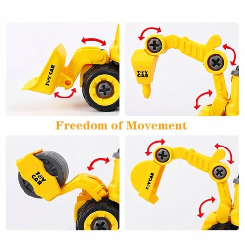 Image of Mechanical DIY Construction Vehicle Toy Set of 4 for Kids | STEM Engineering Building Truck Toys with Tools | Sandbox Construction Toys for Boys & Girls Age 3-6 Years | Birthday Gift for Toddlers