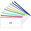 JARLINK 10 Pcs Poly Zip Envelope, A6 Size (9 x 4.7in) Plastic Zipper Pouches with Label Pocket, 10 Colors, Reusable Clear Pencil Bags for Office Supplies