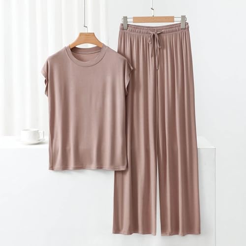 Ensemble pantalon ample femme et t-shirt manches courtes à taille plissée - 3