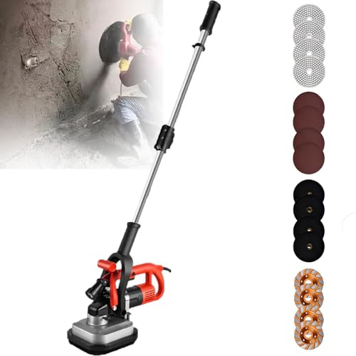 ZHIXUMM Ponceuse-Polisseuse éLectrique Rotative à 4 TêTes, Meuleuse d'angle pour BéTon, Ponceuse à BéTon pour Murs Et Sols, 3600 W, 6 Vitesses Variables...