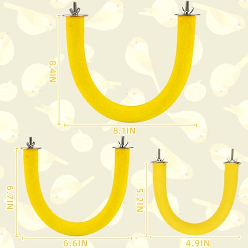 Image of Rypet U Shape Parrot Perch Stand Toy for Paw Grinding Clean Stick Exercise, Rough-Surfaced Quartz Bird Perch Standing Cage Accessories for for Small Parakeets Cockatiels Conures Macaws (Yellow L)