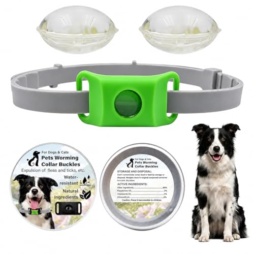 Aquality Collar Antiparasitario Gatos Perros con Cápsulas Reemplazables Difusor Natural Ajustable Resistente Al Agua para Paseos Exterior (Verde)