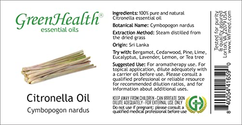 Citronella Essential Oil – 16 Fl Oz (473 Ml) – 100% Pure Essential Oil - Greenhealth #TOP5