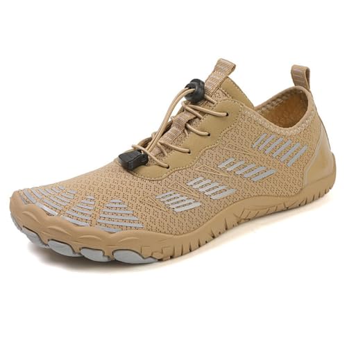 Barefoot Shoes for Women Minimalist with Wide Toe Box and Zero Drop Sole Non Slip Quick Dry Lightweight Breathable Mesh for Hiking Outdoor Beach Swim and Cross Trainer Comfortable (Khaki,12)