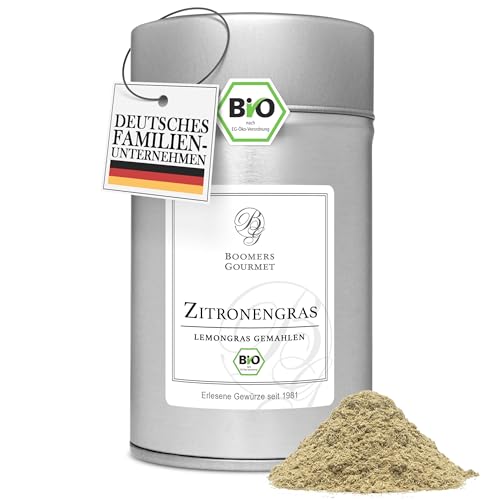 BOOMERS GOURMET - Boomers Gourmet - BIO Zitronengras gemahlen I Lemongras getrocknet ideal für asiatische und thailändische Gerichte - Gewürzdose 11,5 cm - 70 g