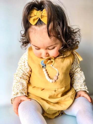 Image of Ali+Oli Silicone Pacifier Clip for Baby (White Wood) 100% Food-Grade BPA Free Newborn Pacifier Holder Infant Binky Clip for Baby Boy or Girl | Food-grade material, Keeps soothers within reach, Secure attachment, Lightweight, Everyday use, Easy cleaning