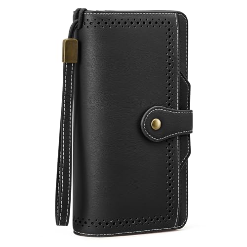 S-ZONE Women's Wallet RFID Blocking Small Purse with Card Slots Classic Wristlet Bag Removable Card Holder2