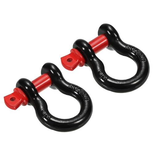 Manille pour gréage et remorquage de véhicule PATIKIL 5/8" acier 7165 Lbs noir rouge x2