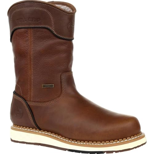 Mens Heavy Duty Pull On Work Boots for Men,Full Grain Leather,Goodyear Welted,Superior Slip Resistant,Waterproof3