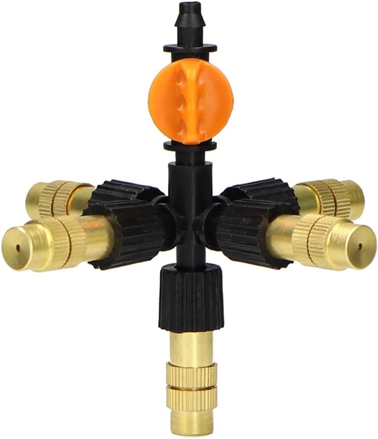 1PC Hanging with Valve 5 Brass Cross Misting Sprinkler Garden Watering Adjustable Spray Cooling Irrigation System