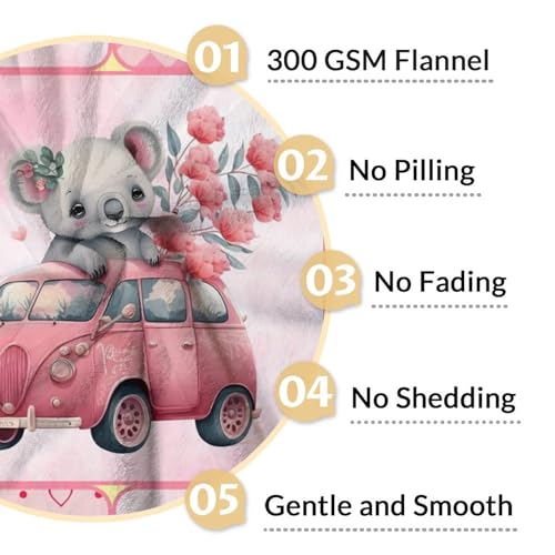 Koala Blanket Gifts - 50"x60" Cute Throw for Women, Girls - Pink Soft Fuzzy Blankets for Bed, Couch & Living Room