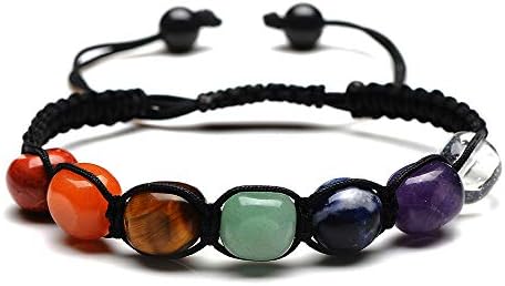 NA Healing Crystal Bracelet 7 Chakra Stone Bead Lucky Natural Gemstones Braided Bracelet for Men Women Reiki Yoga