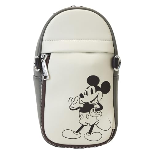 Loungefly Disney Mickey and Friends Faux Leather and Canvas Water Bottle Crossbody Bag4