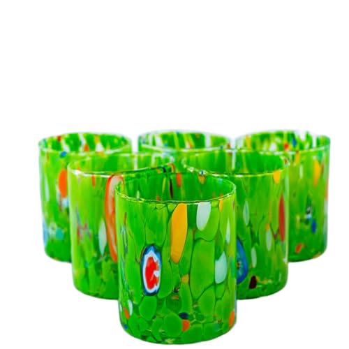 MurArt Bicchieri di Murano Set da 6 bicchieri da 300ml Collezione Tower in vetro soffiato a mano in lavorazione artigianale Made in Italy