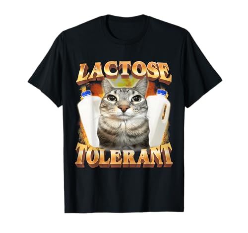 Lactose Tolerant Vintage Funny Cat and Retro Milk 90s T-Shirt