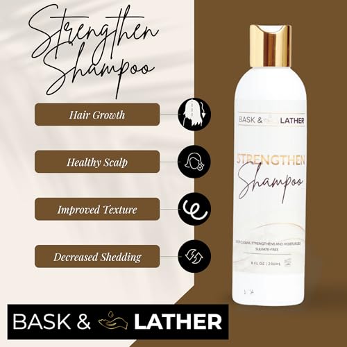 BASK & LATHER Strengthen Hair Shampoo – All-Natural, pH‑Balanced Formula for Hair Growth & Repair, Sulfate‑Free, Silicone‑Free, Paraben‑Free, 8 oz - Image 4