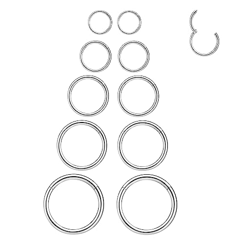 LEE&RO 16G 6MM 7MM 8MM 9MM 10MM Hinged Clicker Septum Rings 16G Nose Hoop Tragus Helix Cartilage Hoop Earrings Silver