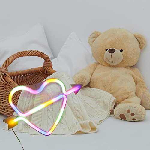 Image of Heart Shape Neon Sign Wall decor Multi-color Cupid Love Wall mount Led Light Perfect Use Birthday Party Anniversary-1Pack