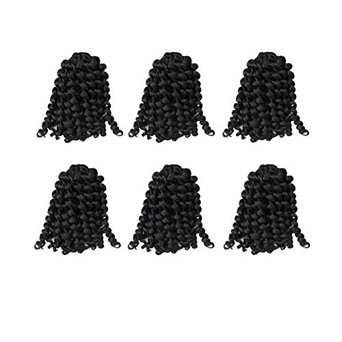 Yisimei Wand Curl Crochet Hair 8 Inches 6PCS/Lot Wand Curl Jamaican Bounce Crochet Hair Extensions (8" 6PCS/Lot, 1B)