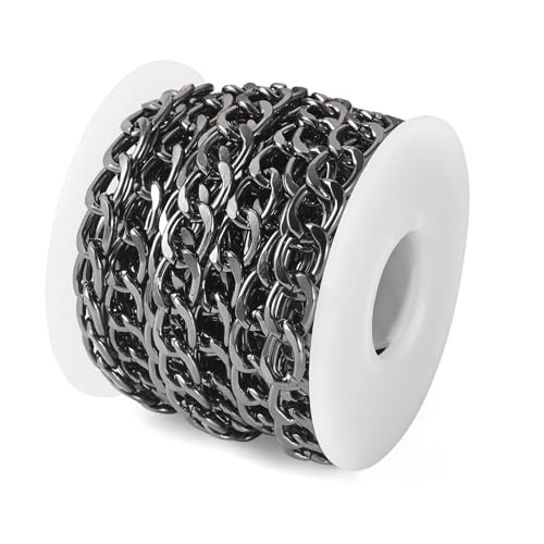 Beadthoven - Catena barbazzale in alluminio, 5 m, non saldata, intrecciata, con bobine, maglie in metallo, per la creazione di gioielli, collane, bracciali, orecchini, colore: canna di fucile