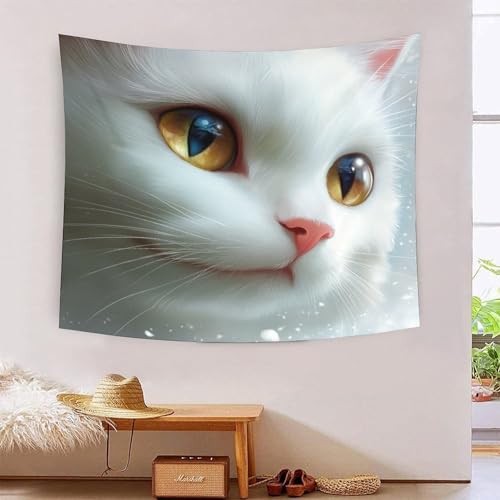 Taperisserie murale chat pour masquer un mur vide avec un tissu doux 3D
