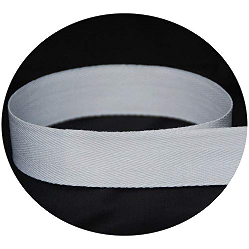 USA Made Ribbon Factory 1" White Cotton Twill Tape - 50 Yards - Soft & Medium Weight - (Multiple Widths Available)