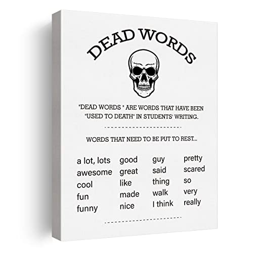English Teacher Gift Canvas Wall Art Decor Dead Words Writing Poster Painting Framed Minimalist Print For Office Classroom Decor 12 X 15 Inch #TOP26