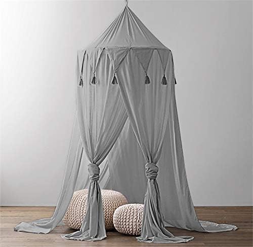 YIKANWEN Kids Bed Canopy,Hanging Mosquito Net for Baby Crib Nook Castle Game Tent Nursery Play Room Decor-（Grey）