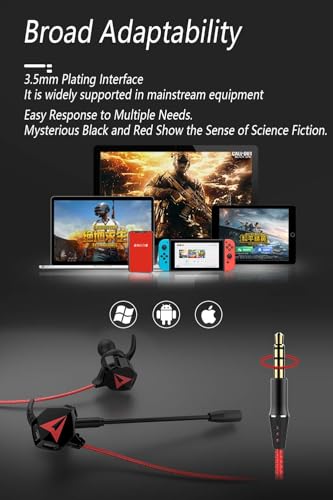 Image of KASOTT Battle Buds Pro in-Ear Gaming Headset with Dual Microphone, Mute and Volume Control, Wired Earphones for Mobile Gaming, Nintendo Switch, Xbox One, PS, PC (Black)
