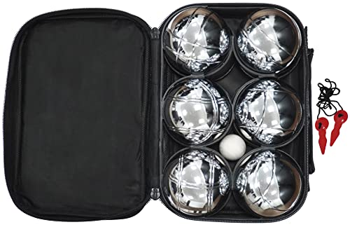 HOME It® Petanque Set | Outdoor Spiele für Erwachsene | 6x Petanque Kugel (73mm, 720g) mit Holz-Gris, Maßband & Tragetasche | Perfekt für Garten, Strand & Turniere